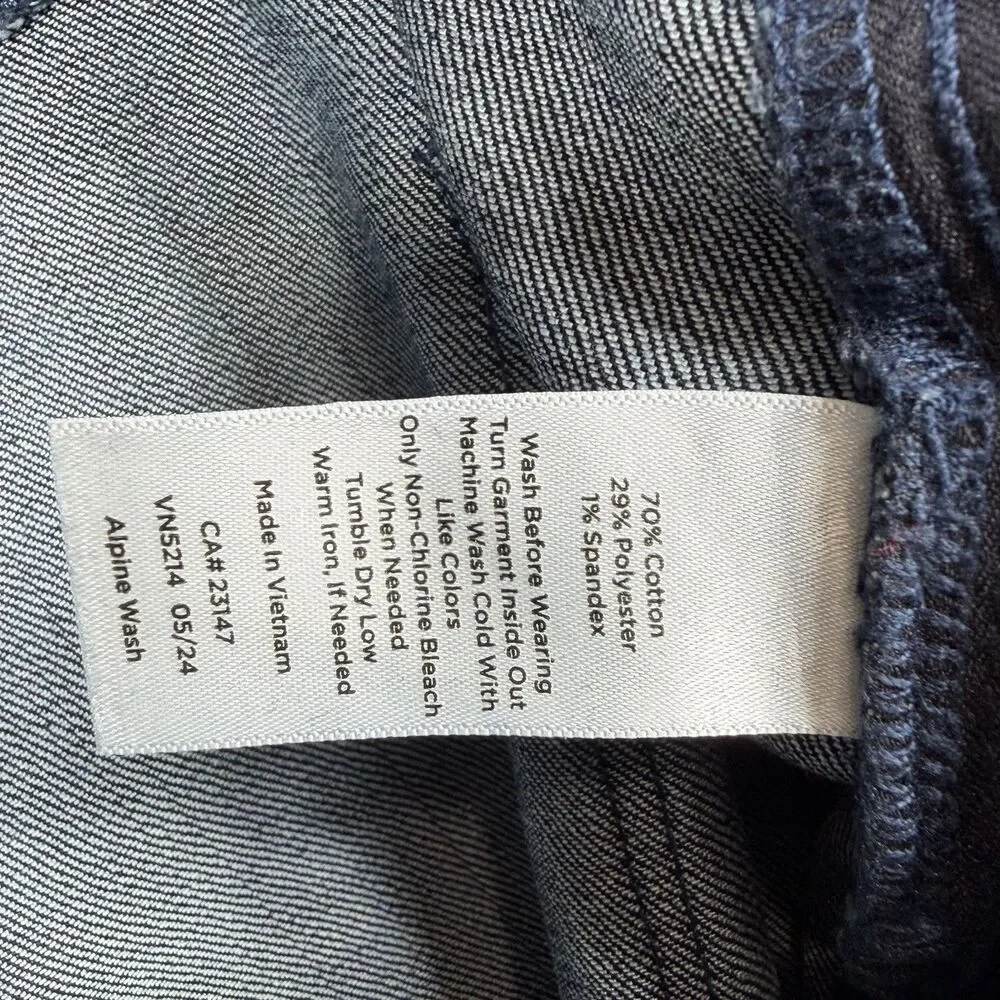 Talbots Everyday Relaxed Jean Size 14 Blue Indigo Plaid Cuff Ankle Flannel Lined